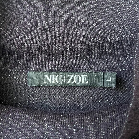 NIC+ZOE Metallic Purple Turtleneck Sweater Size L - Picture 4 of 5